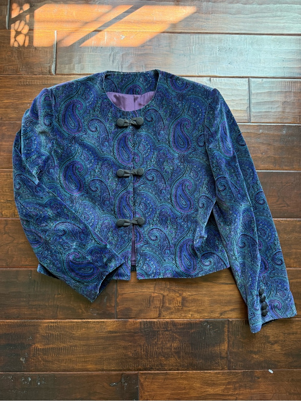 Boho Velvet Paisley Cropped Jacket Vintage Brettons Collection Festival Tapestry - Picture 1 of 10